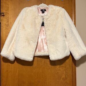 Women's Cream Faux Fur Cape